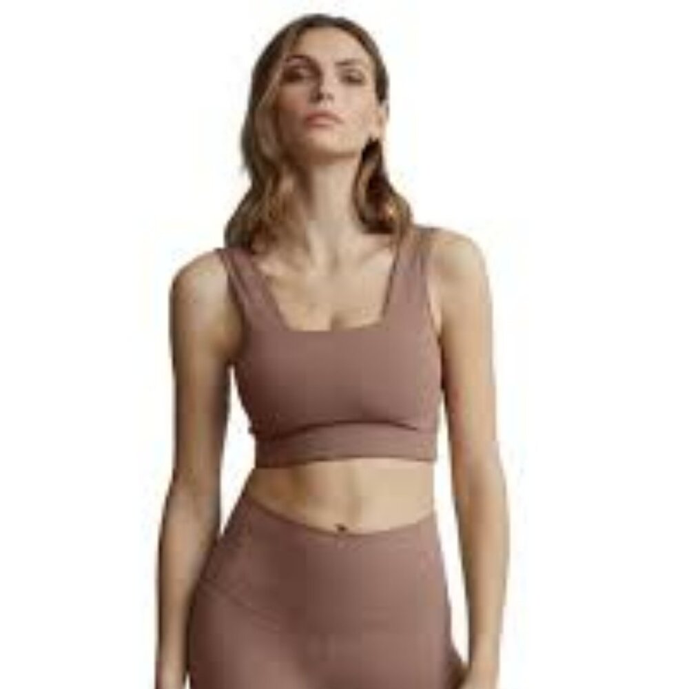 Varley Mauve Brown Scoop Neck Sports Bra